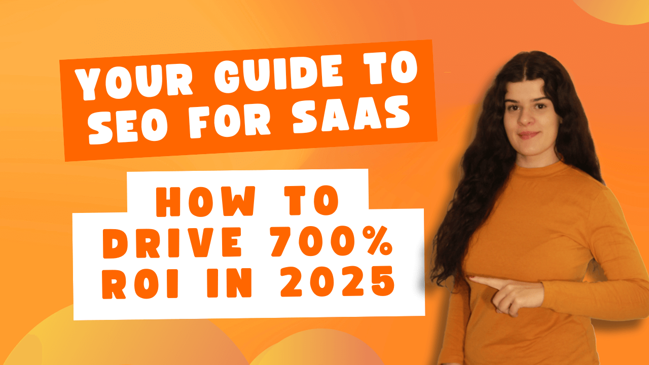 Ivana pointing towards the title SEO for SaaS businesses