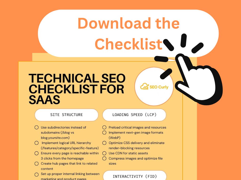 An image showing where they can download our technical seo for saas checklist 