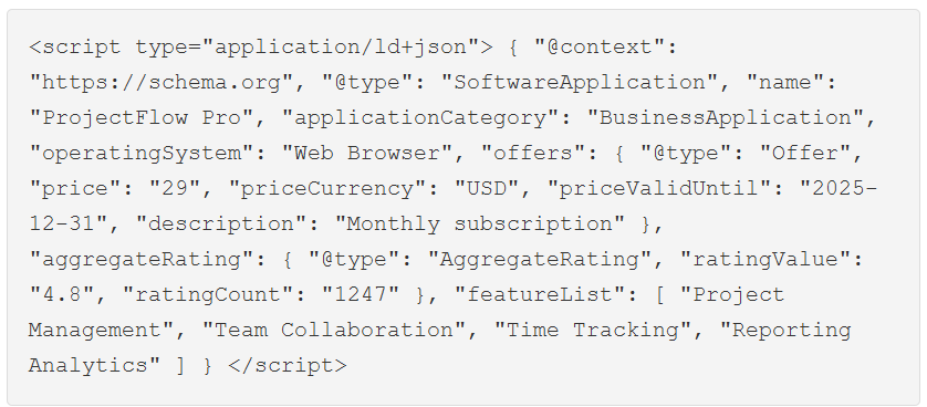 an image of an example of schema markup