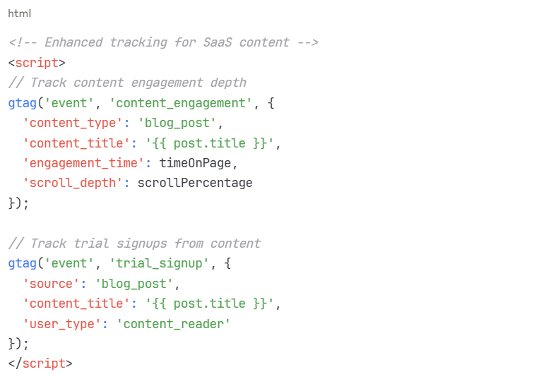 An image showing SaaS-specific tracking setup
